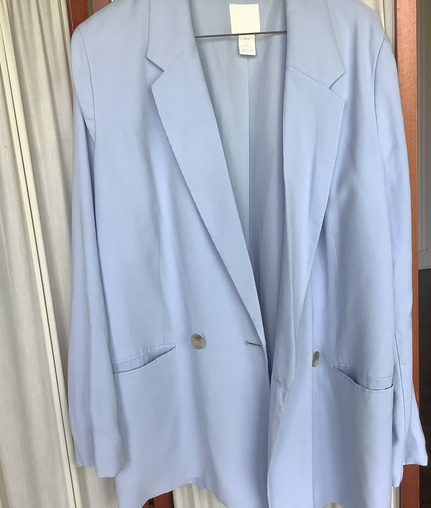 H&M Light Blue Double Breasted Long Sleeve Blazer Jacket Size M